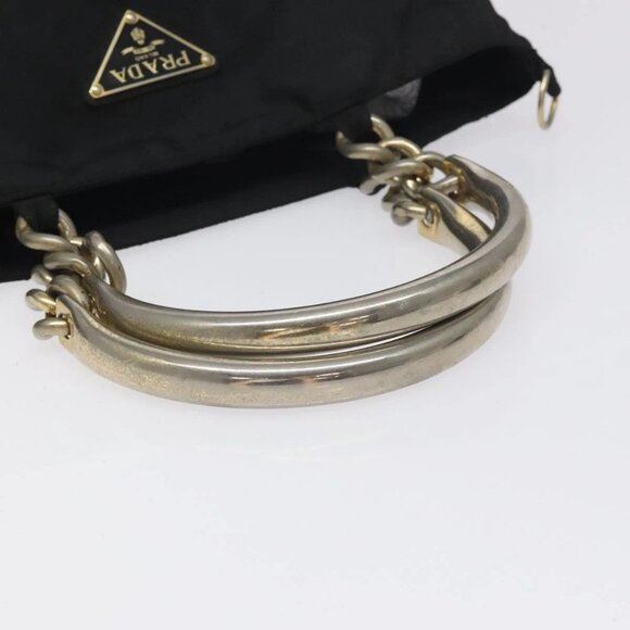 PRADA Hand Bag Nylon Metal Black Gold Auth 130971 - Picture 8 of 16